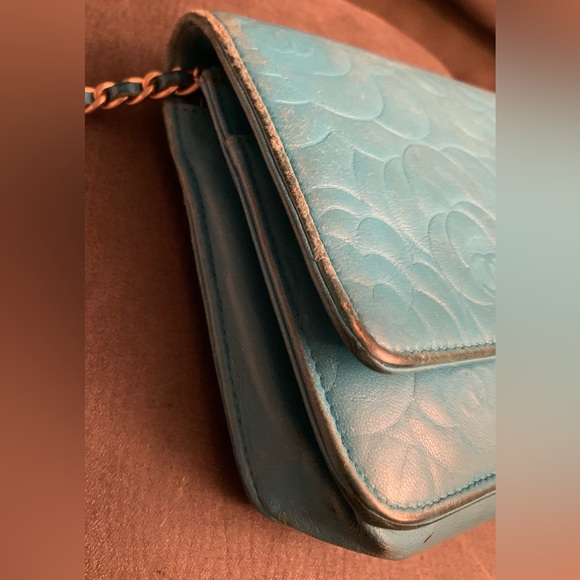 Chanel Lambskin wallet on chain WOC Tiffany blue - Picture 7 of 10